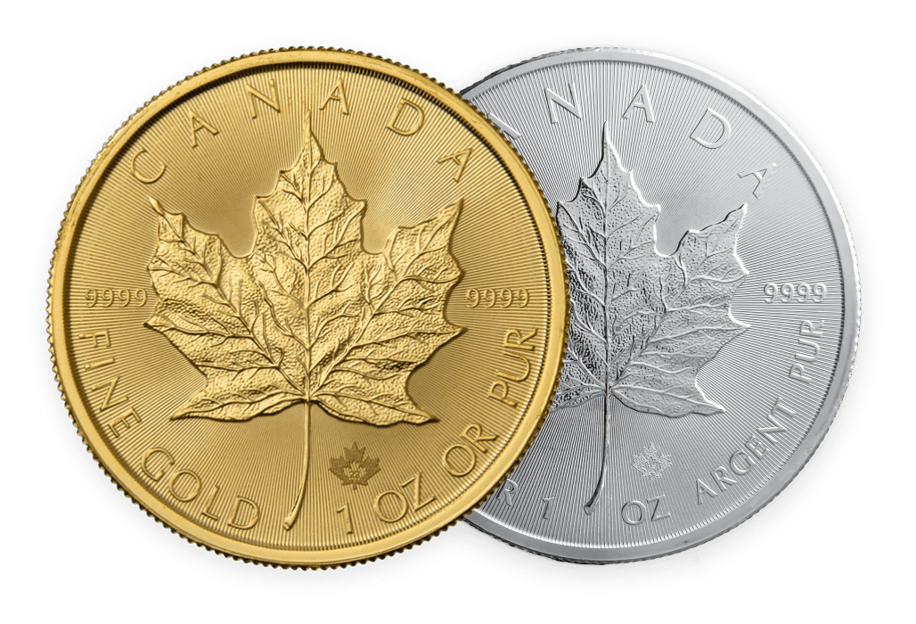 1 troy ounce gouden en zilveren Maple Leaf